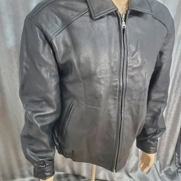 Men's Large Hathaway Soft Leather Bomber Jacket Vintage Great Condition.